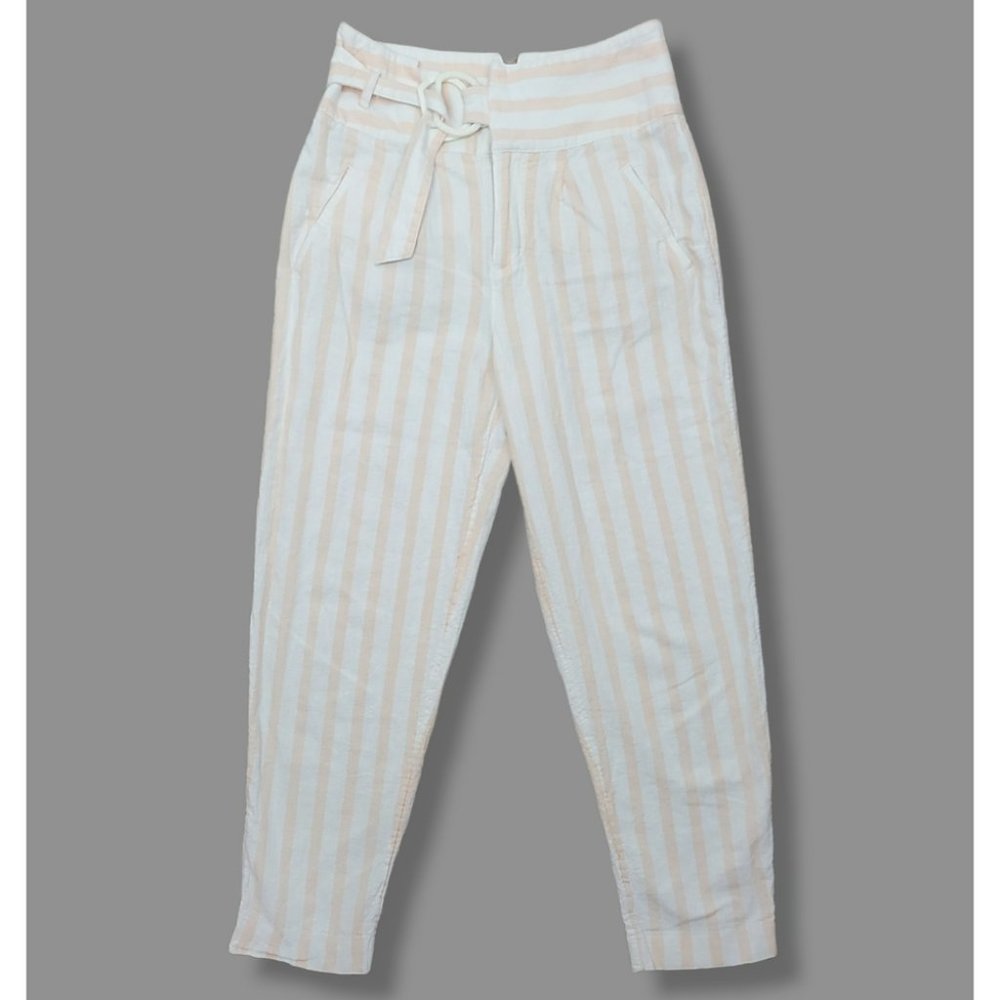 🌞 Anthropologie Oasis Striped Linen High Rise Pants 13" waist - Picture 7 of 12